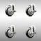Service Caster 4 Inch 316SS Black Polyurethane Wheel Swivel Bolt Hole Caster Set with Brake SCC SCC-SS316BH20S414-PPUB-BLK-TLB-4 - alternate 1